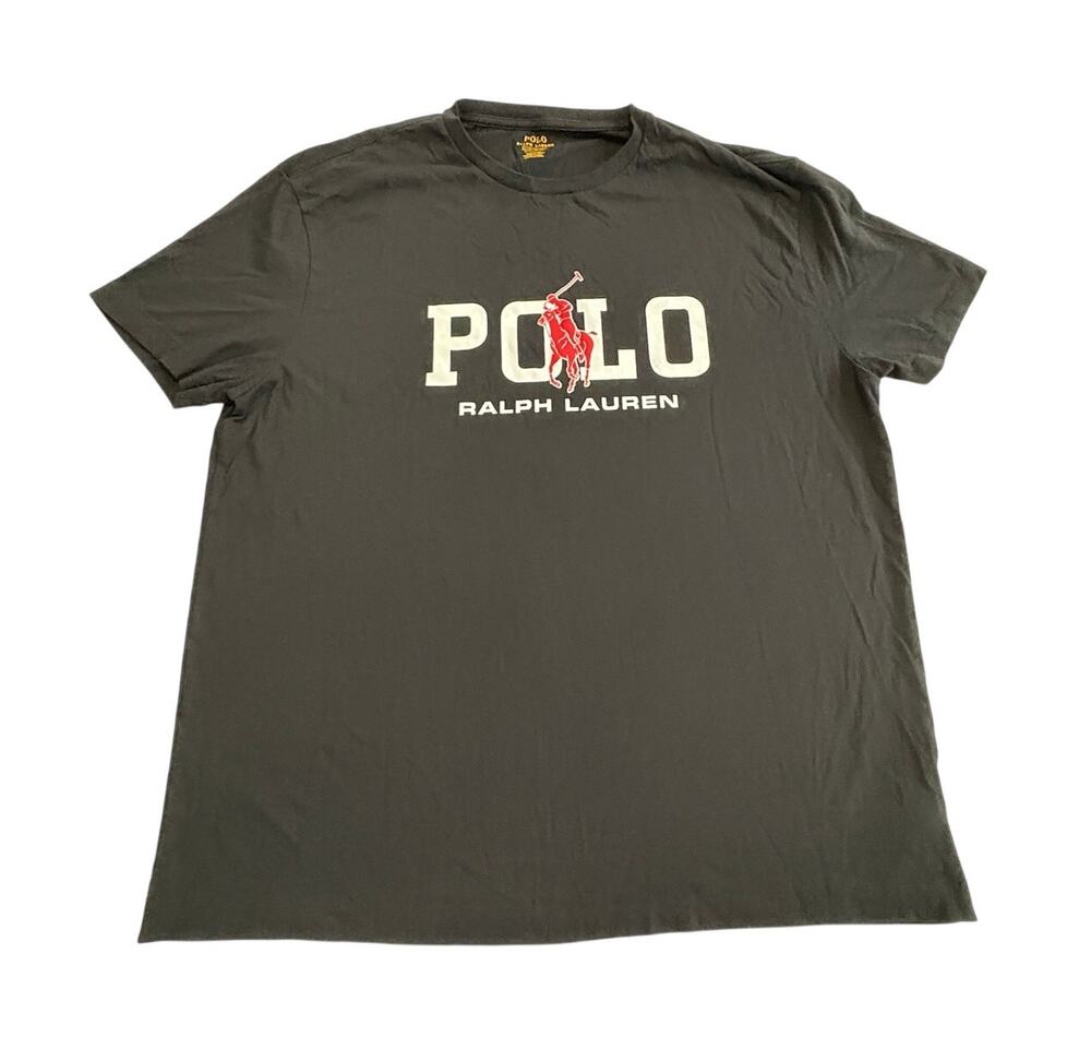 Polo Ralph Lauren Graphic T-shirt Big Horse Logo Classic Fit Black Mens Large